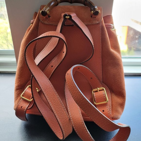 Gucci Mini Suede Bamboo Backpack Orange - Rare Color Auth main image 10